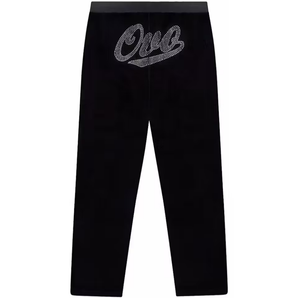 NWT OVO Velour Crystal Owl Script Pants Black Small Y2K Streetwear